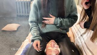 050rb I sat down on the slave's chest, we flooded the slave with saliva)) a sea of saliva on your fa