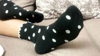 Sexy feet girl changes socks