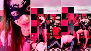 【北京予涵】吃口水跪舔黑丝高跟骑马踩踏电_击踢裆