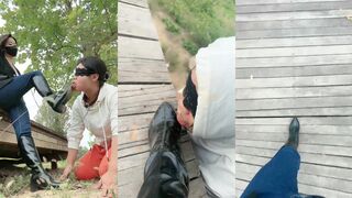 【辣姐】户外玩母狗舔脏靴