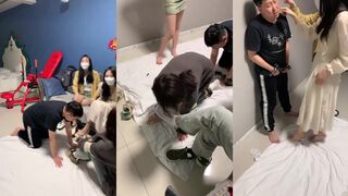 精神小妹双女主踩踏调教夫妻奴