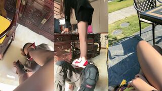 沅芷大人 高跟 踩踏 户外 骑马