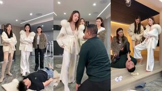 银儿 超颜值三女S 踢头   狠虐