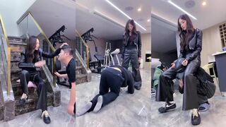 麋鹿银儿_调教两男奴_扇耳光_骑马_抽打_全体重踩踏_喂食