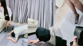 上海淼淼 双S-长靴 高跟-人体 座椅 打手心 耳光 揪耳朵