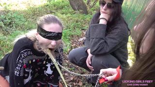 Licking Girls Feet - JANE and SARAH - A great autumn day for a walk with your pet! 4K
